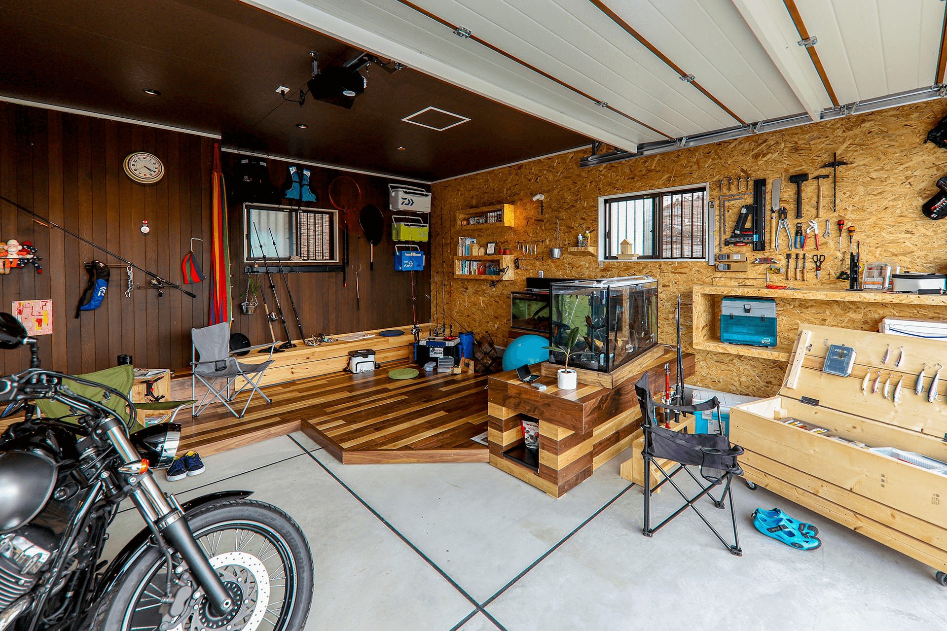 実例⑤：バイクに釣り、多趣味を愉しむガレージハウス